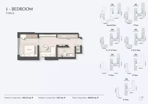 Plattegrond van 1 slaapkamer in Sands Phase 2 By Ellington