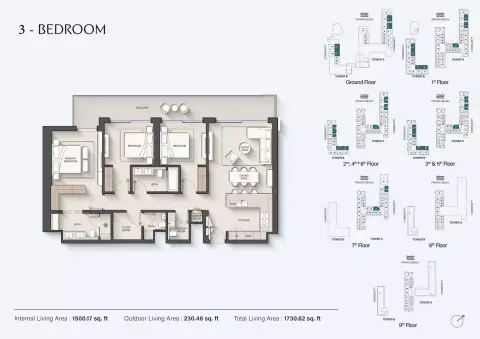 Plattegrond van 3 slaapkamers in Sands Phase 2 By Ellington