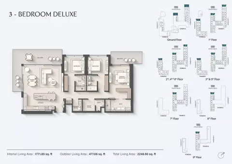 Plattegrond van 3 slaapkamers in Sands Phase 2 By Ellington