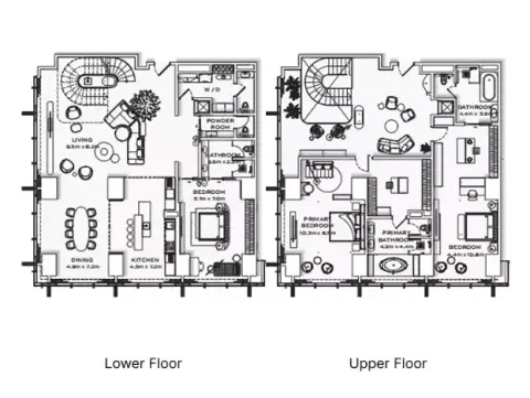 Plattegrond van 3 slaapkamers in Burj Azizi