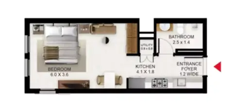 Plattegrond van Studio in South Garden B