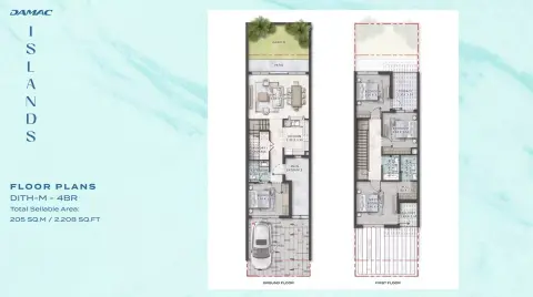 Plattegrond van 4 slaapkamers in Bora Bora Phase 2 by Damac