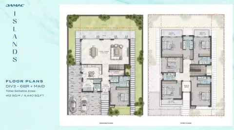 Plattegrond van 6 slaapkamers in Bora Bora Phase 2 by Damac