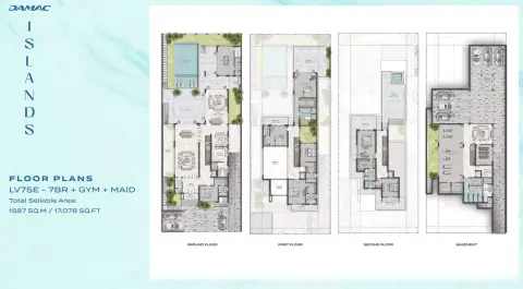 Plattegrond van 7 slaapkamers in Bora Bora Phase 2 by Damac