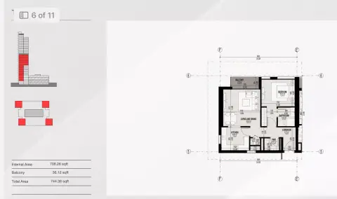 Plattegrond van 1 slaapkamer in Bahria Town Dubai