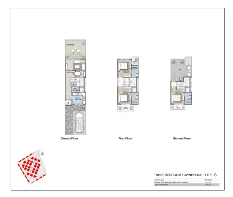 Plattegrond van 3 slaapkamers in R. Hills