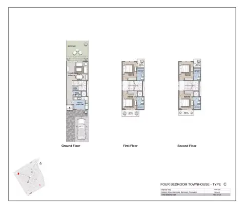 Plattegrond van 4 slaapkamers in R. Hills