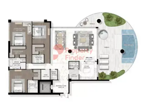 Plattegrond van 3 slaapkamers in Couture By Cavalli