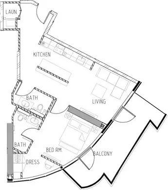 Plattegrond van 1 slaapkamer in Canal Heights 2