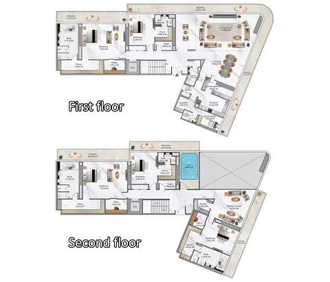 Plattegrond van 5 slaapkamers in Bayz 102