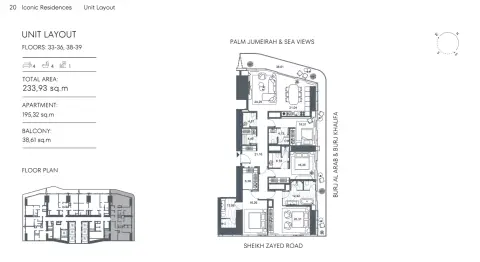 Plattegrond van 4 slaapkamers in Iconic Residences