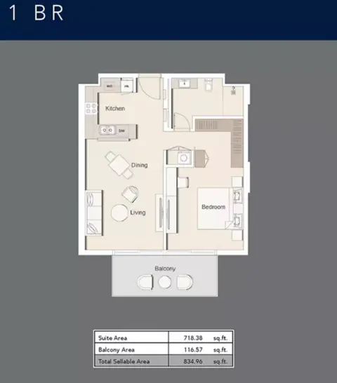 Plattegrond van 1 slaapkamer in Belgravia Gardens Phase 3 By Ellington