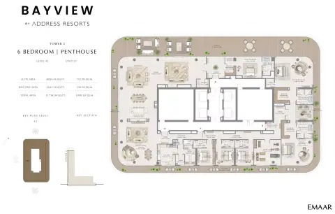 Plattegrond van 6 slaapkamers in Bayview By Emaar