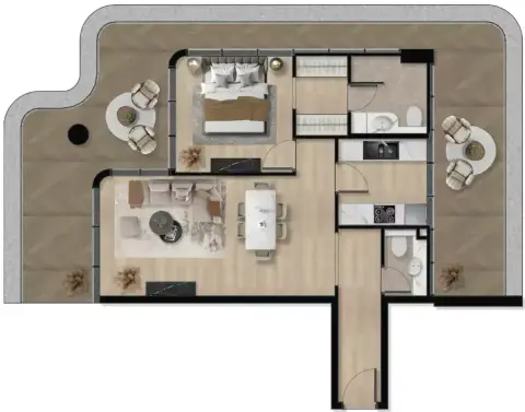 Plattegrond van 1 slaapkamer in Orvessa Residences
