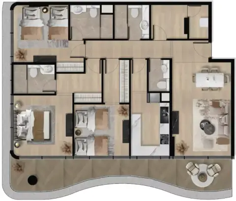 Plattegrond van 3 slaapkamers in Orvessa Residences