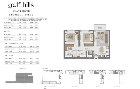 Plattegrond van 2 slaapkamers in Golf Hills