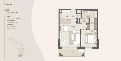 Plattegrond van 1 slaapkamer in Dana Expo Valley Views