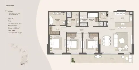 Plattegrond van 3 slaapkamers in Dana Expo Valley Views