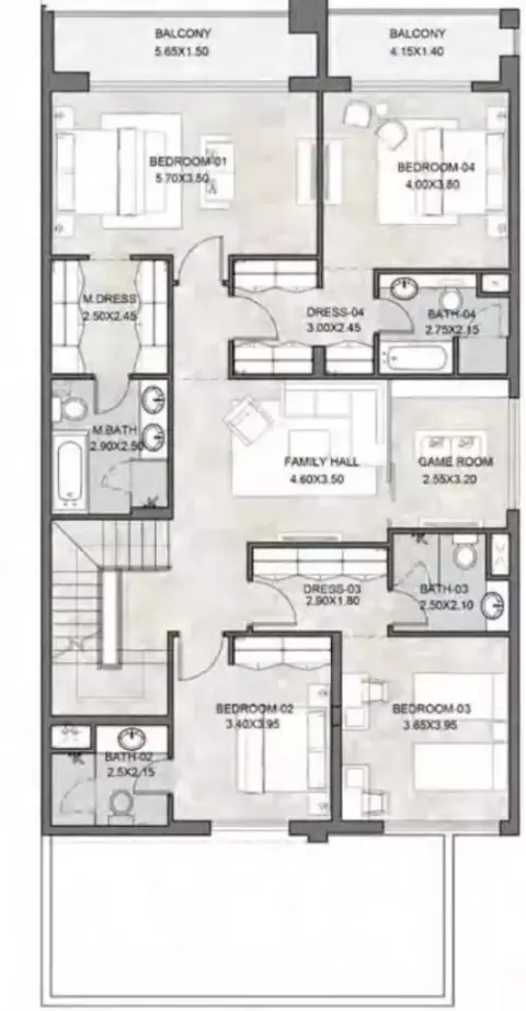 Plattegrond van 5 slaapkamers in South Bay Phase 5 By Dubai South