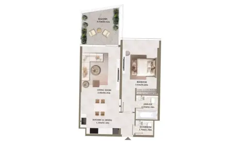 Plattegrond van 1 slaapkamer in Art House Hills By Adaan And Tuscany