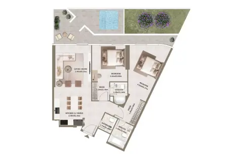 Plattegrond van 2 slaapkamers in Art House Hills By Adaan And Tuscany