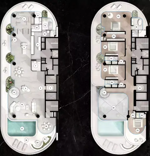 Plattegrond van 5 slaapkamers in The Rings