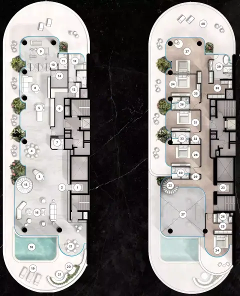 Plattegrond van 6 slaapkamers in The Rings