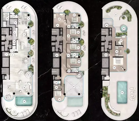 Plattegrond van 7 slaapkamers in The Rings