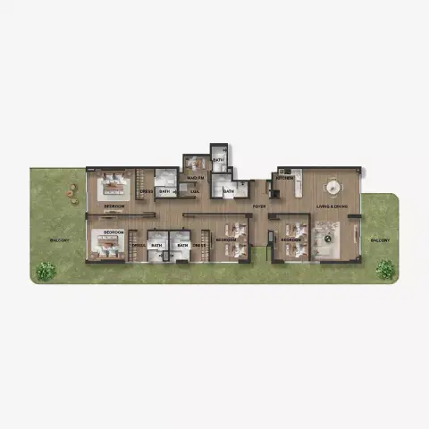 Plattegrond van 4 slaapkamers in Blue Marina Residence
