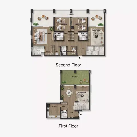 Plattegrond van 3 slaapkamers in Blue Marina Residence