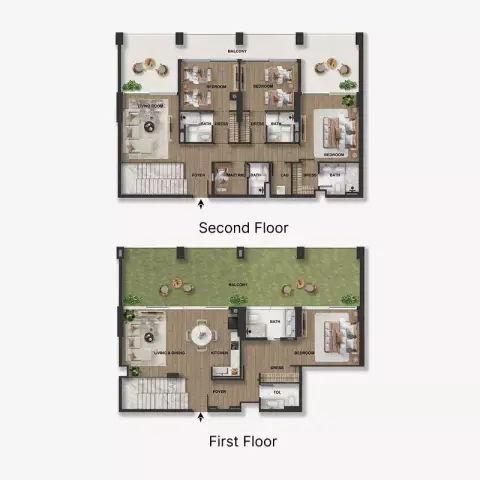 Plattegrond van 4 slaapkamers in Blue Marina Residence