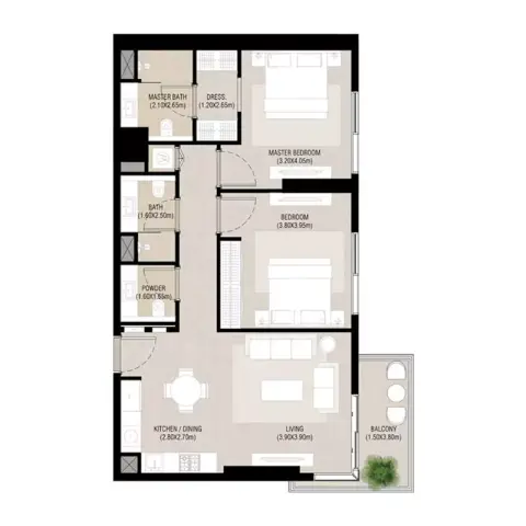 Plattegrond van 2 slaapkamers in Nshama Camden