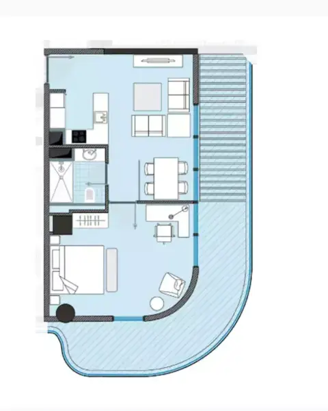 Plattegrond van 1 slaapkamer in Next Coral