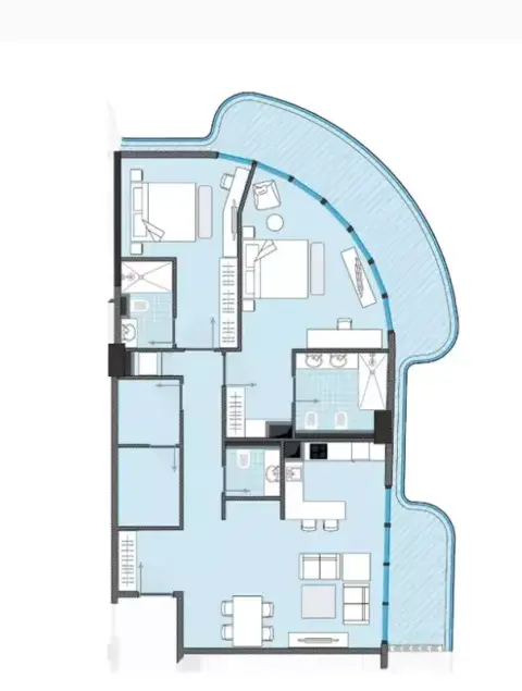 Plattegrond van 2 slaapkamers in Next Coral