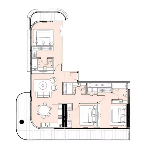 Plattegrond van 3 slaapkamers in Azizi Milan