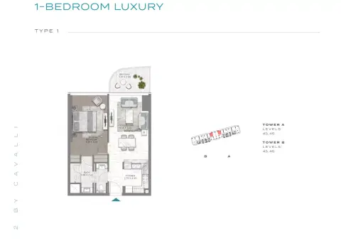 Plattegrond van 1 slaapkamer in Skycrest Collection