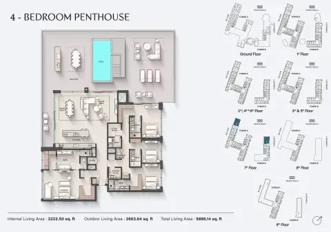 Plattegrond van 4 slaapkamers in Ellington Sands