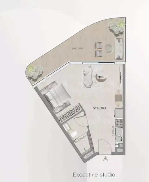 Plattegrond van Studio in Beverly Grande