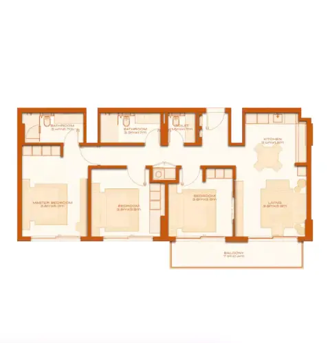 Plattegrond van 3 slaapkamers in Modo at Avenew 88