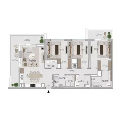 Plattegrond van 3 slaapkamers in Rosehill by Emaar