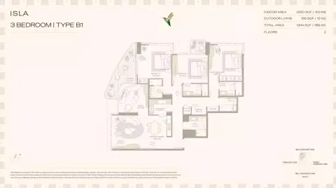 Plattegrond van 3 slaapkamers in Isla Private Residences