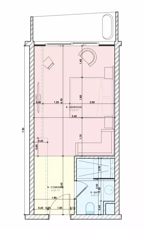 Plattegrond van Studio in The Royal Yacht
