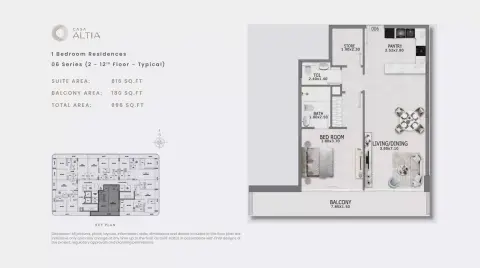Plattegrond van 1 slaapkamer in Casa Altia