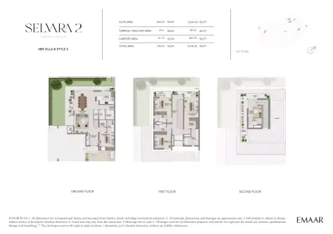 Plattegrond van 4 slaapkamers in Selvara Phase 2 By Emaar