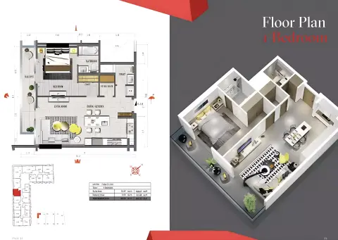 Plattegrond van 1 slaapkamer in Tonino Lamborghini Phase 3
