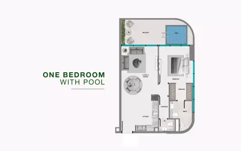 Plattegrond van 1 slaapkamer in Samana Resorts