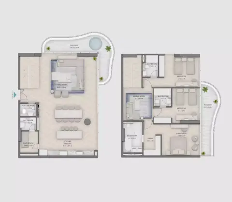 Plattegrond van 3 slaapkamers in Beach Walk Residences 4 By Imtiaz
