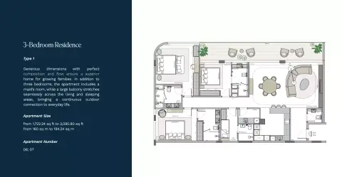 Plattegrond van 3 slaapkamers in Helvetia Marine