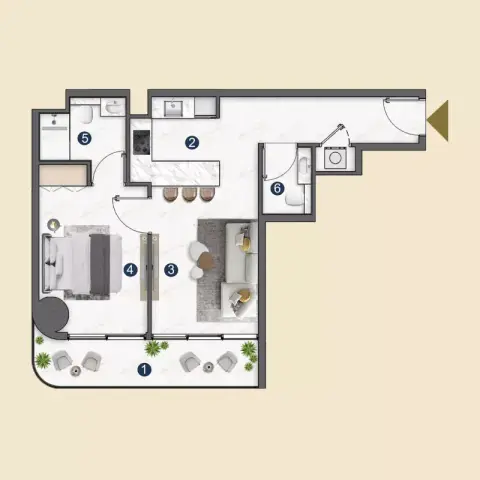 Plattegrond van 1 slaapkamer in VOXA by Pantheon