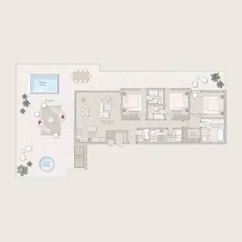 Plattegrond van 3 slaapkamers in Émerge Residences